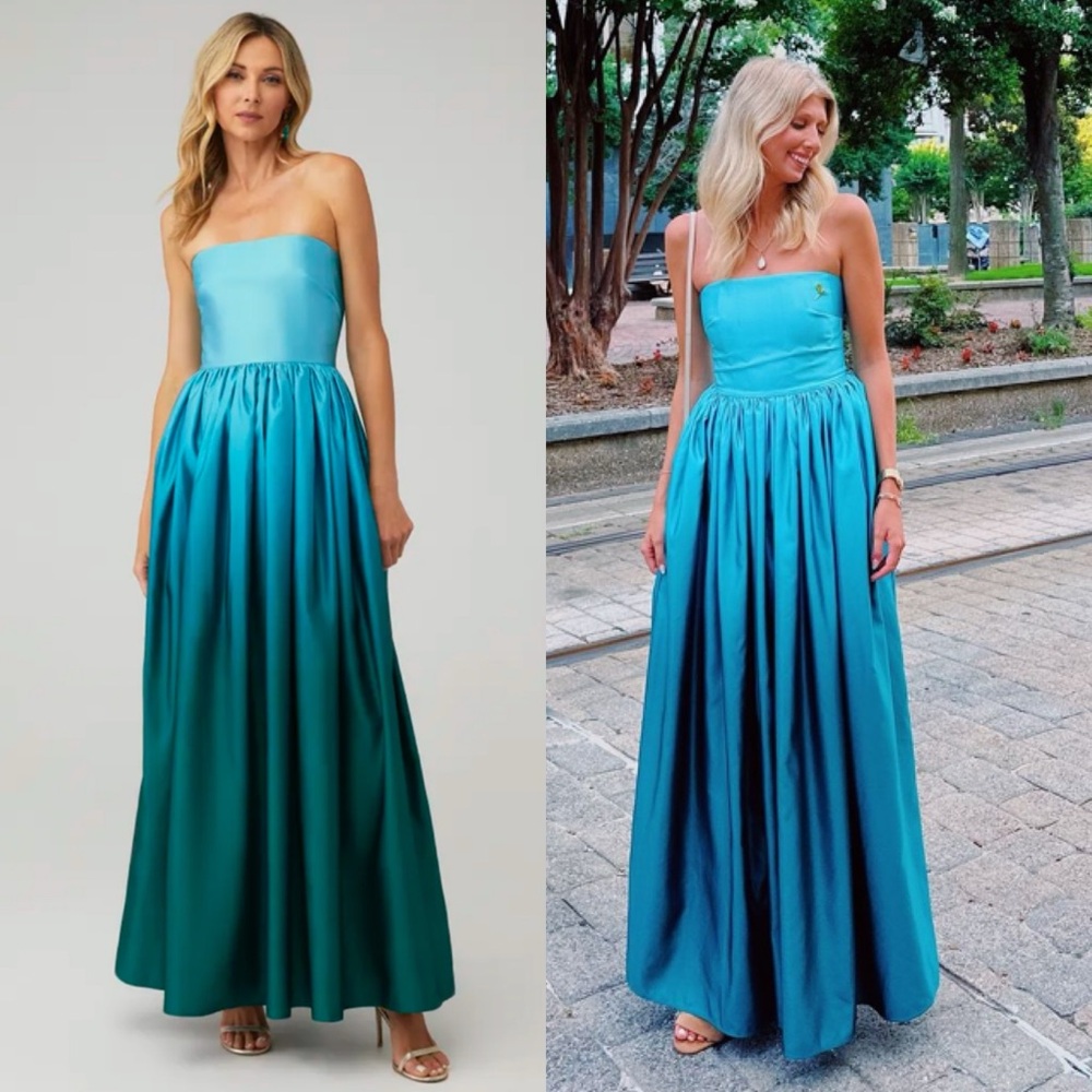 Sau Lee Tiegen strapless ombré blue maxi dress Size US 2